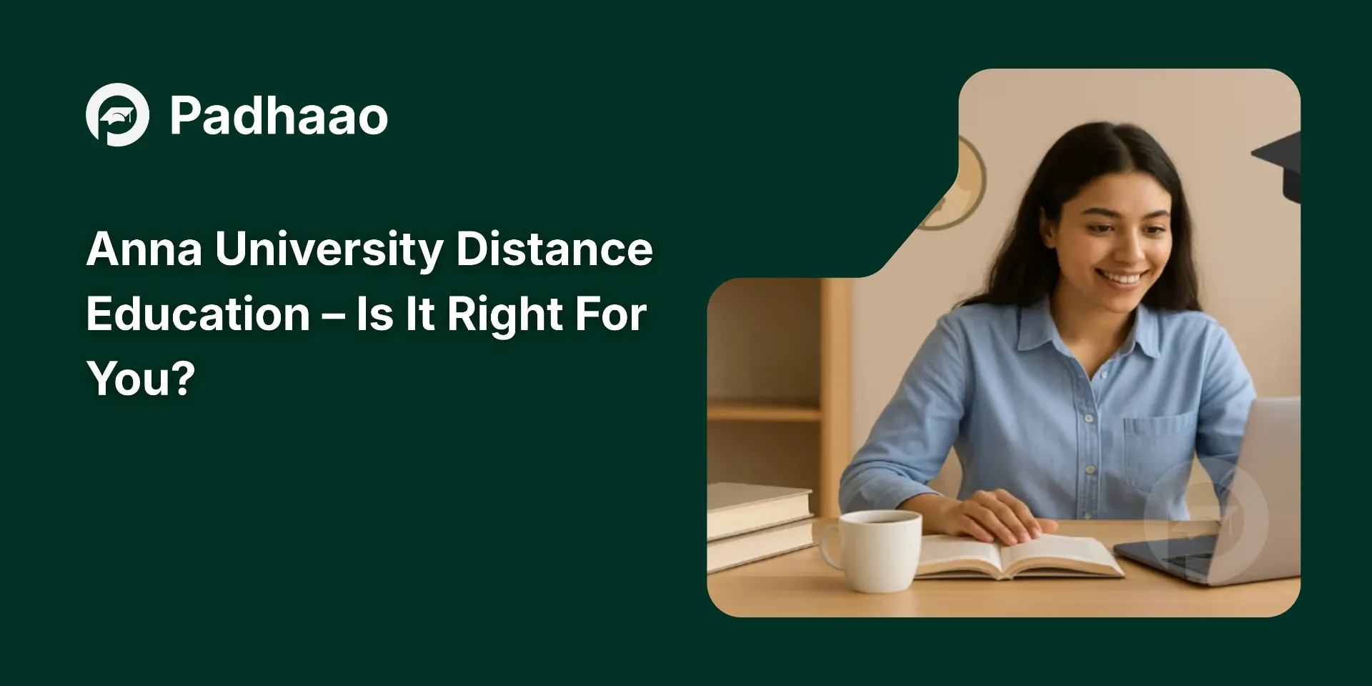 Student studying online with Anna University campus in background – Distance Education 2026.
