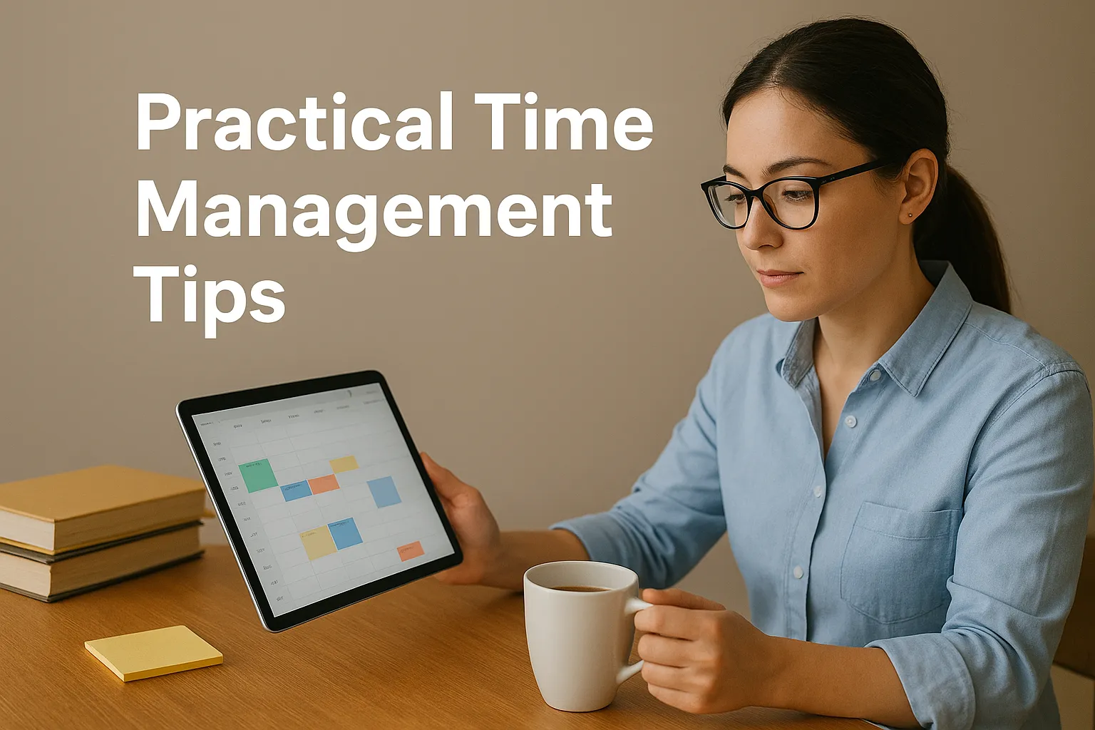 Working professional using digital planner for time management.
