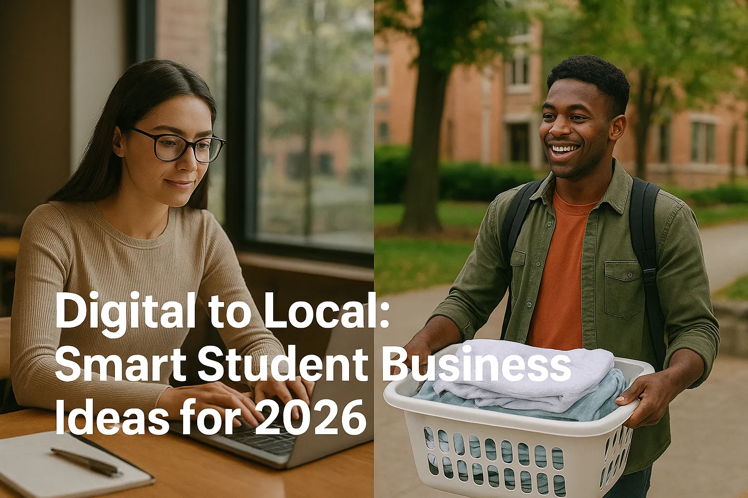Students managing digital and campus-based small businesses.